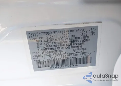 2021 Nissan Sentra Sv Xtronic Cvt из США, поврежденный, VIN 3N1AB8CV6MY207866